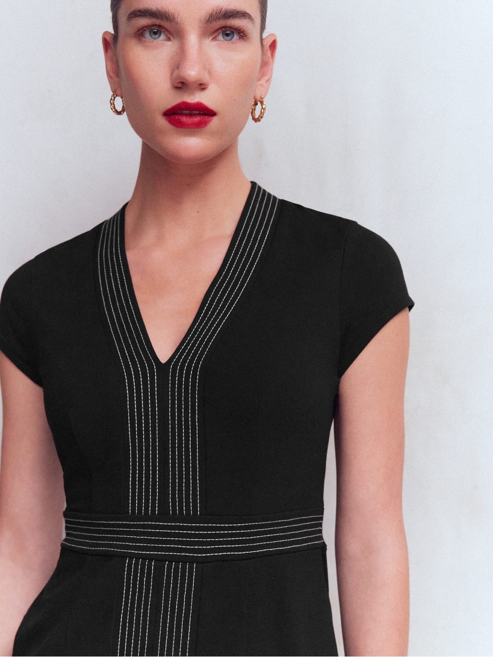 Boden Topstitch Ponte Work Dress Black 12 - Picture 2 of 13